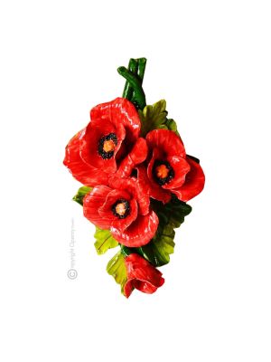 COQUELICOTS Décoration artistique à suspendre en céramique