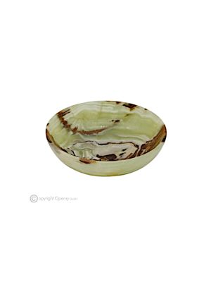 Bol, marbre onyx vert, pièce maîtresse moderne, fait main en Italie, pierre naturelle.