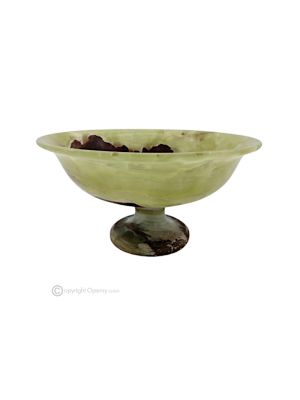 BOL À FRUITS en marbre Vert Onyx, pièce maîtresse décorative faite main, pierre naturelle authentique.