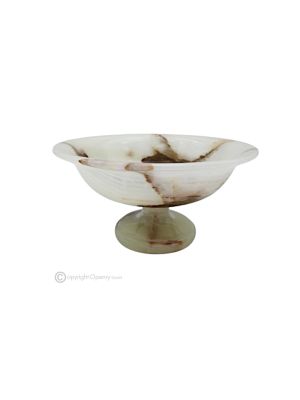 BOL À FRUITS en marbre Onyx Iris, centre de table original fait main, pierre naturelle authentique.