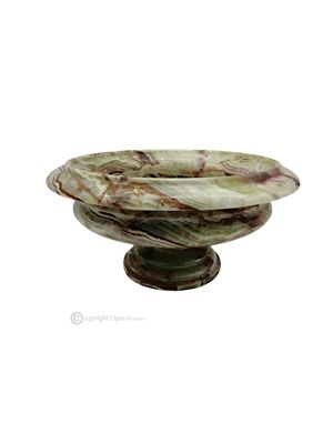 BOL À FRUITS en marbre Vert Onyx, pièce maîtresse décorative faite main en pierre naturelle authentique.