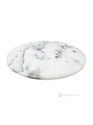 Planche à découper pivotante en marbre Bianco Ibiza, fabriquée à la main, décorative en pierre naturelle authentique.