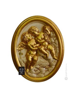 ANGES Décoration artistique à suspendre en céramique de style baroque Feuille d'or 24 carats Fabriqué en Italie