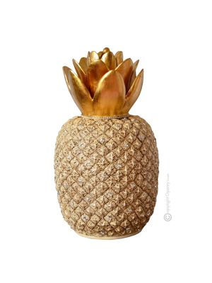 Décoration de centre de table artistique en céramique de style baroque ANANAS, couleur or 24 carats avec cristaux Swarovski