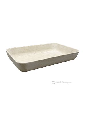 CENTRE DE TABLE en pierre naturelle beige crème moka, design élégant fait à la main.