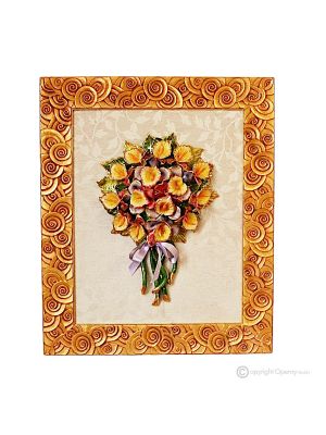 Cadre décoratif artistique en céramique de style baroque avec détails en or 24 carats, fabriqué en Italie