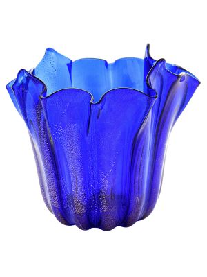 Pièce maîtresse côtelée en or faite à la main, vase en verre de Murano, feuille d'or, Venise faite à la main