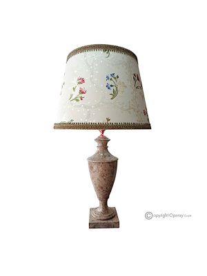 LAMPE en Marbre Pierre Fossile, Abat-jour en Pierre Naturelle Authentique, Décoration de Luxe.