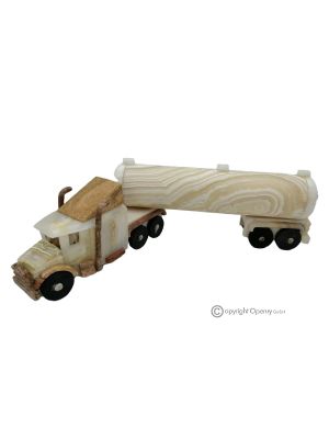 LAMPE en forme de camion en marbre onyx, abat-jour en pierre naturelle authentique, fait main.