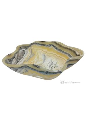 CENTRE DE TABLE en onyx zèbre, pierre naturelle authentique, design moderne, fait main.