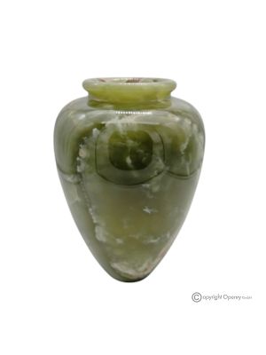 VASE courbé en marbre onyx vert authentique et fait main, design exclusif.