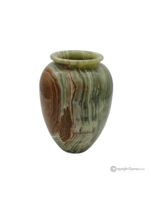 VASE courbé en marbre onyx vert, pierre naturelle, fabrication artisanale, exclusif.