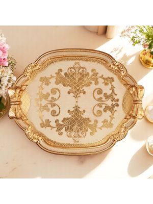 Élégant plateau en bois avec feuille d'or, entièrement réalisé à la main à Florence.