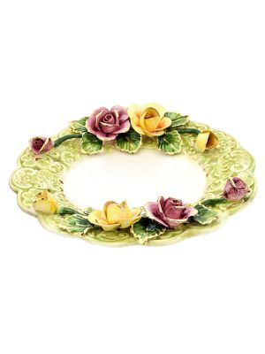 PLATEAU CENTRE DE TABLE Plateau en céramique Créations de style baroque Or 24 carats Fabriqué en Italie