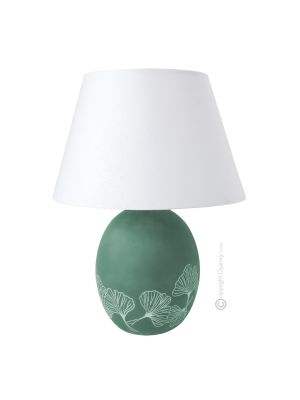 GIMGKO Lampe de table abat-jour artistique en céramique piémontaise réalisée et décorée à la main authentique Made in Italy 