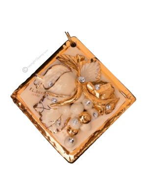 TABLEAU Décoration à suspendre en céramique artistique de style baroque, couleur or 24 carats avec cristaux Swarovski