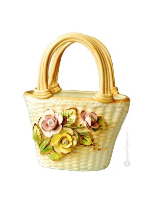 SAC À MAIN décoration de centre de table artistique en céramique de style baroque, couleur or 24 carats avec cristaux Swarovski