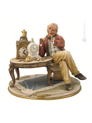 WATCHMAKER Statue Statue Capodimonte Porcelaine Faite à la Main Fabriqué en Italie