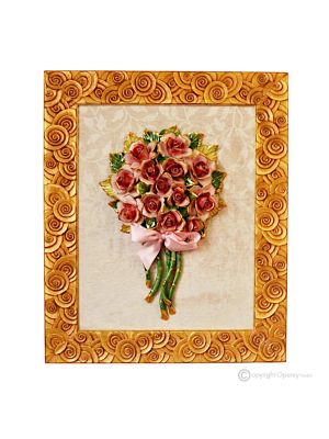 Cadre décoratif artistique en céramique de style baroque avec détails en or 24 carats, fabriqué en Italie