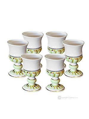Ensemble de 6 gobelets en céramique faits à la main de style baroque, avec détails dorés, faits à la main.