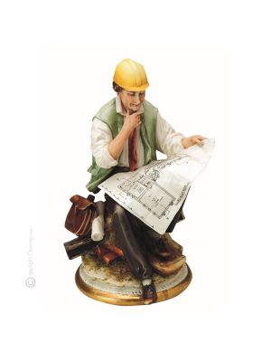 INGÉNIEUR Statue figurine Capodimonte porcelaine faite à la main Made in Italy