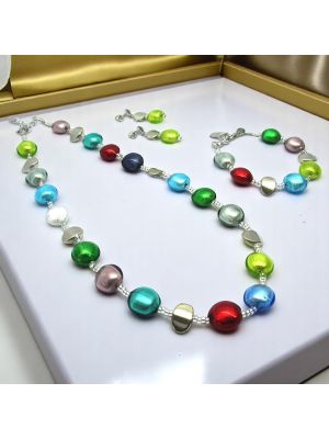 PARURE FRANCESCA parure de bijoux artistiques collier collier bracelet boucles d'oreilles perles en verre de Murano fait à la main authentique Made in Italy