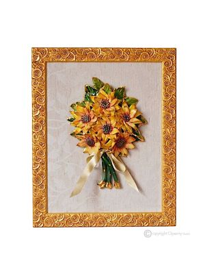 Cadre décoratif artistique en céramique de style baroque avec détails en or 24 carats, fabriqué en Italie