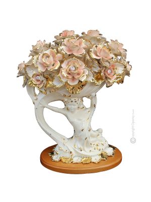 Décoration de table artistique en céramique de style baroque DIANA avec détails en or 24 carats Fabriqué en Italie