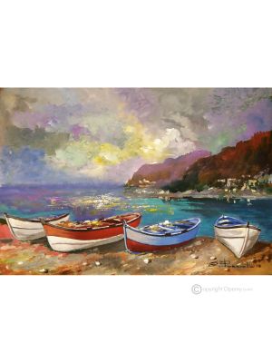 LE PORTICCIOLO Peinture acrylique moderne sur toile Made in Italy 