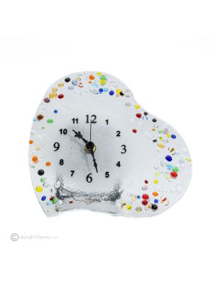 HEART Horloge de table, en verre transparent avec gouttes, design moderne, faite à la main