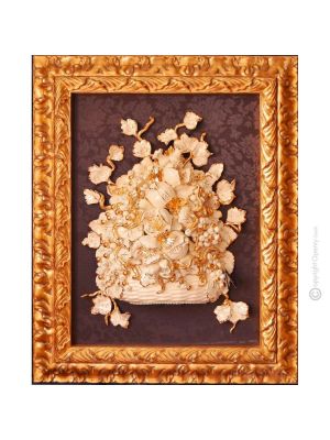 Cadre décoratif artistique en céramique de style baroque avec détails en or 24 carats, fabriqué en Italie