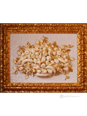 Cadre décoratif artistique en céramique de style baroque avec détails en or 24 carats, fabriqué en Italie