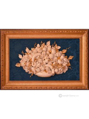 Cadre décoratif artistique en céramique de style baroque avec détails en or 24 carats, fabriqué en Italie