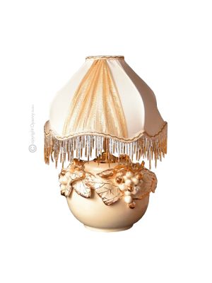 Lampe de table artistique en céramique de style baroque avec détails en or 24 carats et cristaux Swarovski