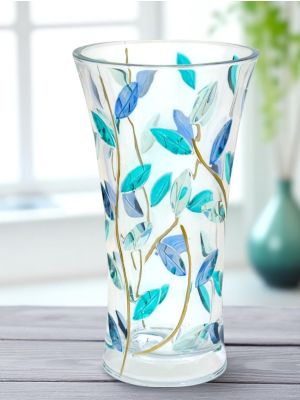 LAURUS Authentique vase décoratif moderne peint à la main en verre de qualité supérieure.