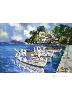 LE PORTICCIOLO Peinture acrylique moderne sur toile Made in Italy 