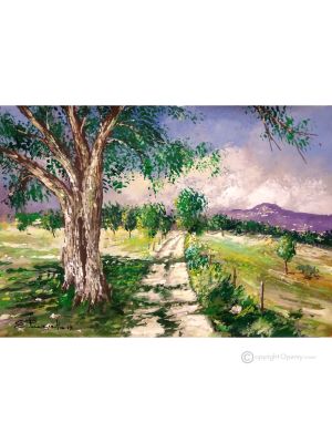 LE GRAND CHÊNE Peinture acrylique moderne sur toile Made in Italy 