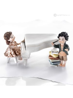 MARTINA AVEC IGOR - Poupées et musiciens italiens avec piano, soigneusement peints à la main.