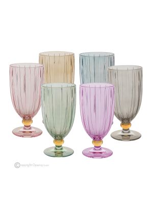 MILA Ensemble de 6 verres à boisson authentiques et modernes peints à la main en verre de qualité supérieure.