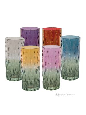 MISTRAL Ensemble de 6 verres à boisson authentiques et modernes peints à la main en verre de qualité supérieure.