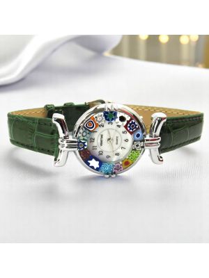 MONTRE-BRACELET POUR DAME avec authentique verre de Murano fait à la main Murrine Made in Italy