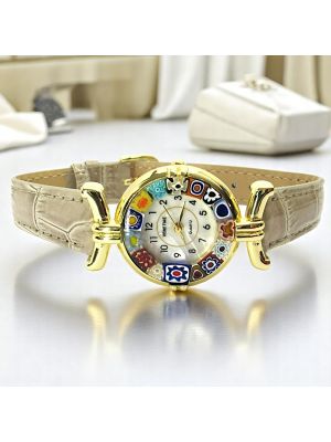 MONTRE-BRACELET POUR DAME avec authentique verre de Murano fait à la main Murrine Made in Italy