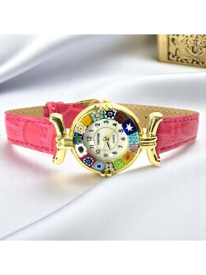 MONTRE-BRACELET POUR DAME avec authentique verre de Murano fait à la main Murrine Made in Italy