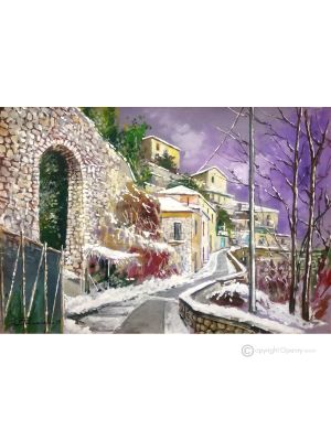 NEIGE À MORCONE Peinture acrylique moderne sur toile Made in Italy 