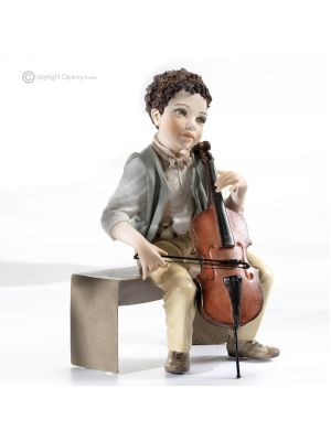 NUIT - Made in Italy : poupées en porcelaine, musicien avec contrebasse.