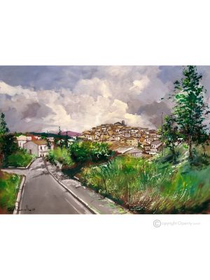 PANORAMA DES GRECS Peinture acrylique moderne sur toile Made in Italy 