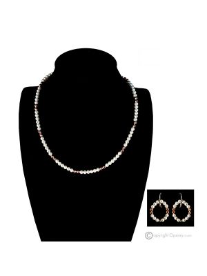 PRINCESSIN – Ensemble collier et boucles d’oreilles, perles coquillages et hématite dorée, fait main.