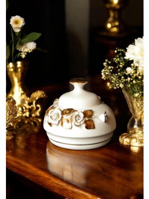 COOKIE BOX Décoration de table artistique en céramique de style baroque, couleur or 24 carats avec cristaux Swarovski