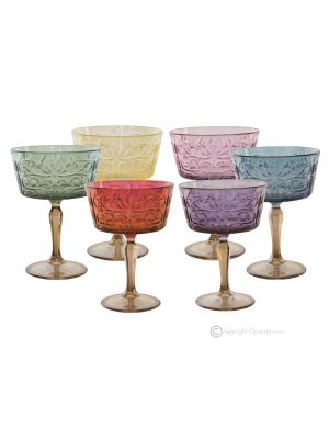 TATUAJE Lot de 6 authentiques coupes à champagne peintes à la main en verre de qualité
