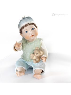 TEDDY - Poupée d'art italienne, réalisée en porcelaine fine.